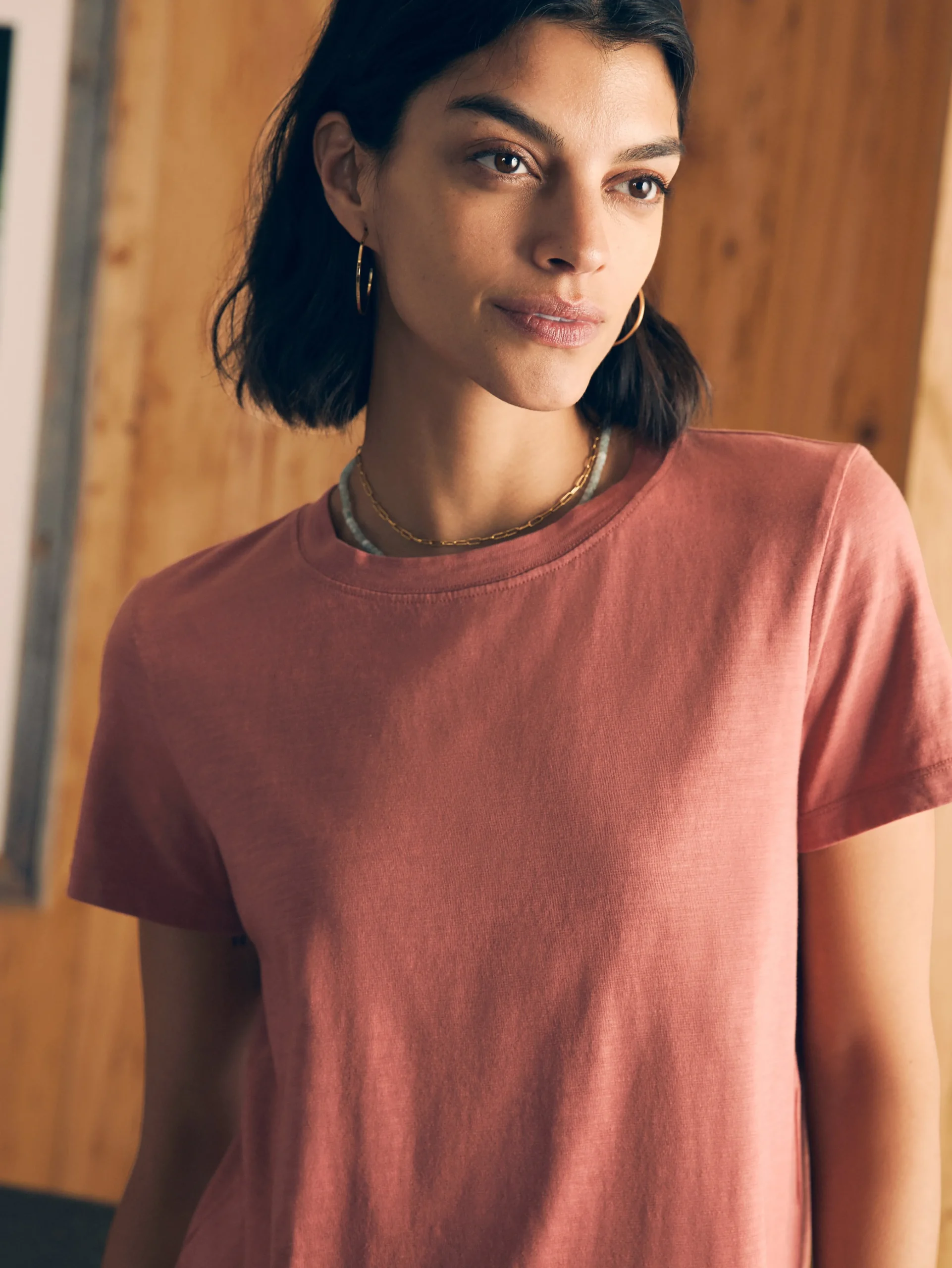 Faherty Brand Sunwashed Cropped Crew Tee -^Women T-Shirts