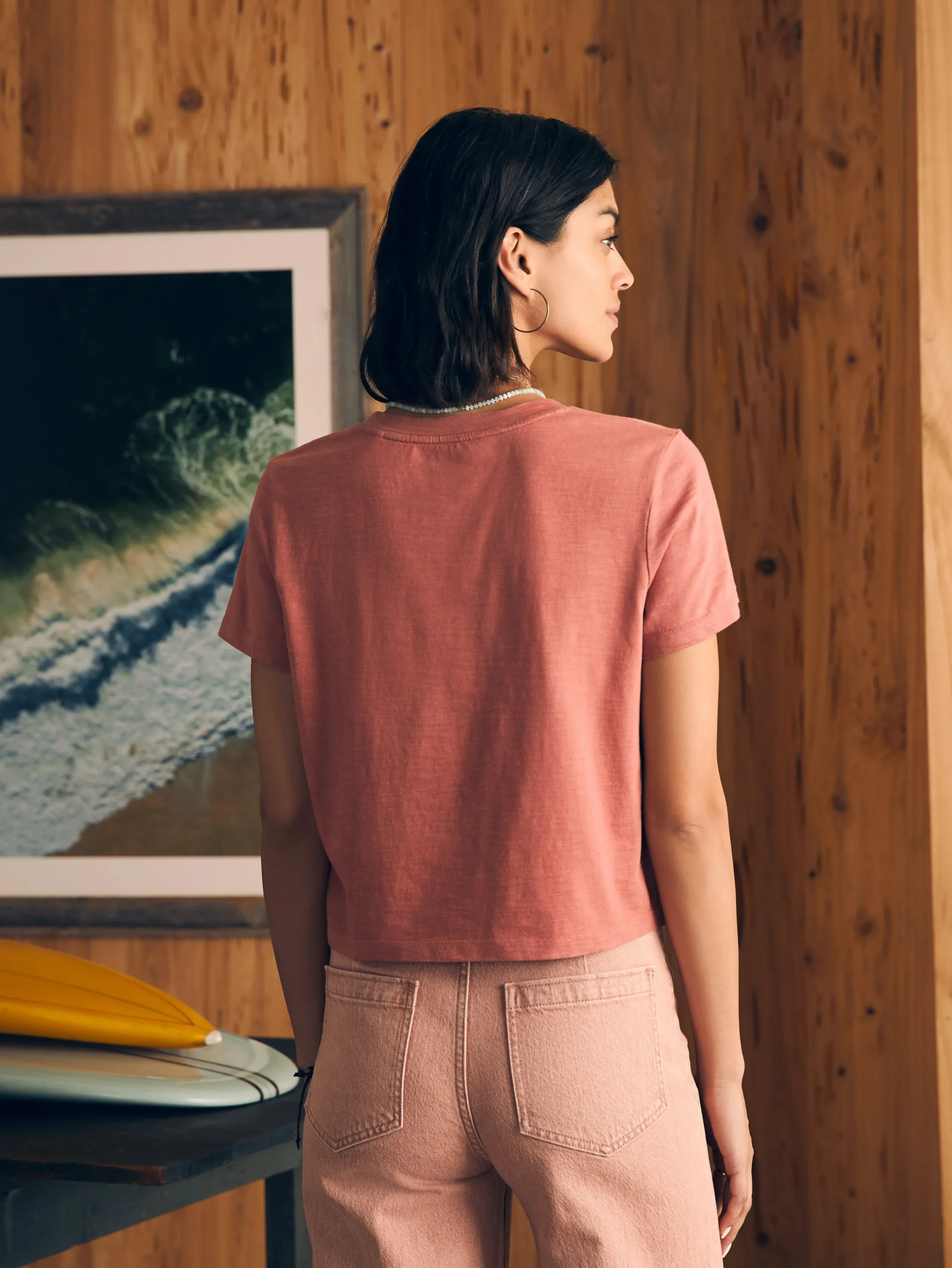 Faherty Brand Sunwashed Cropped Crew Tee -^Women T-Shirts