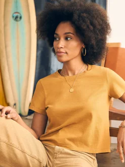 Faherty Brand Sunwashed Cropped Crew Tee -^Women T-Shirts