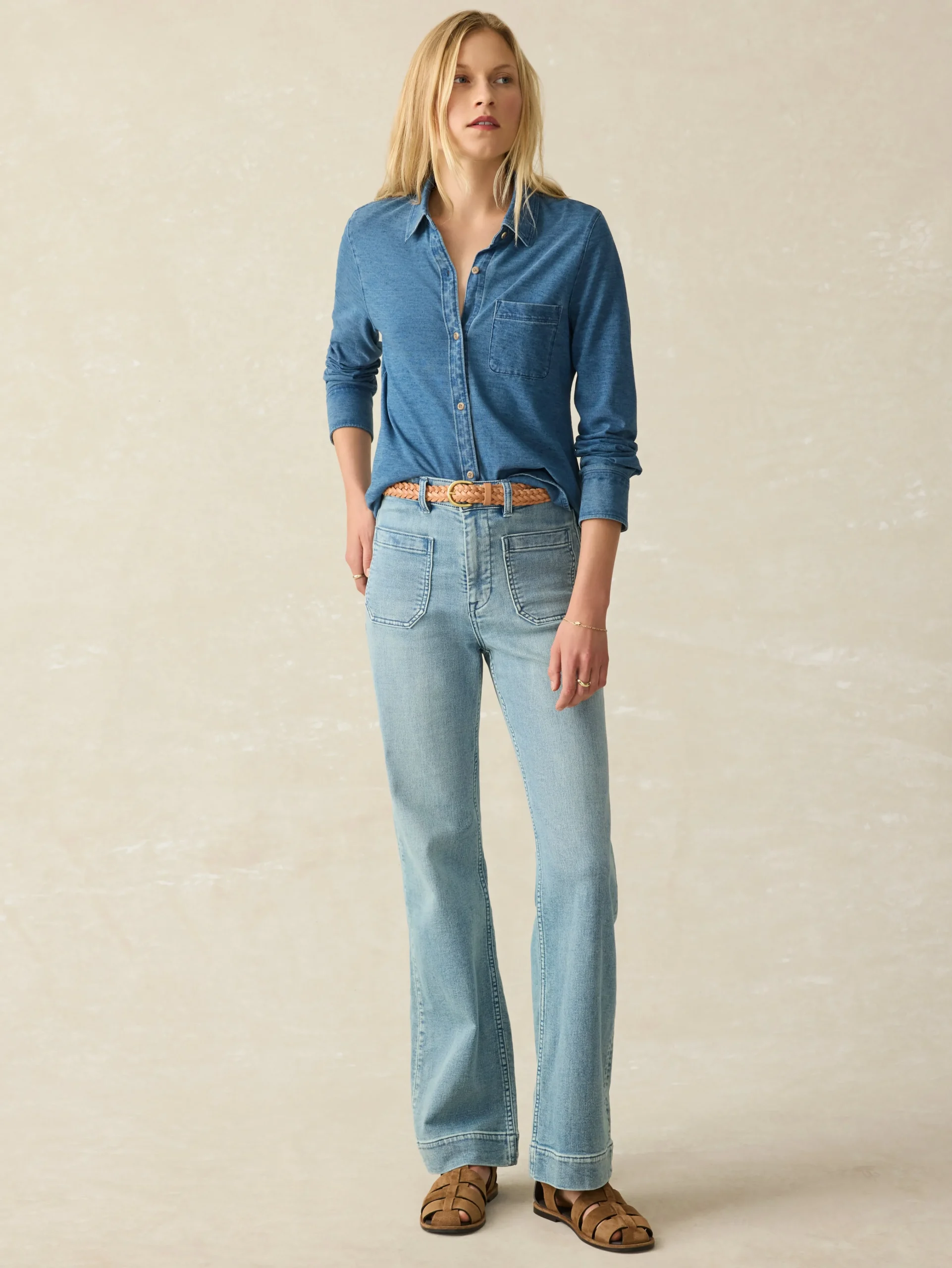 Faherty Brand Sunwashed Knit Shirt -^Women Shirts & Tops
