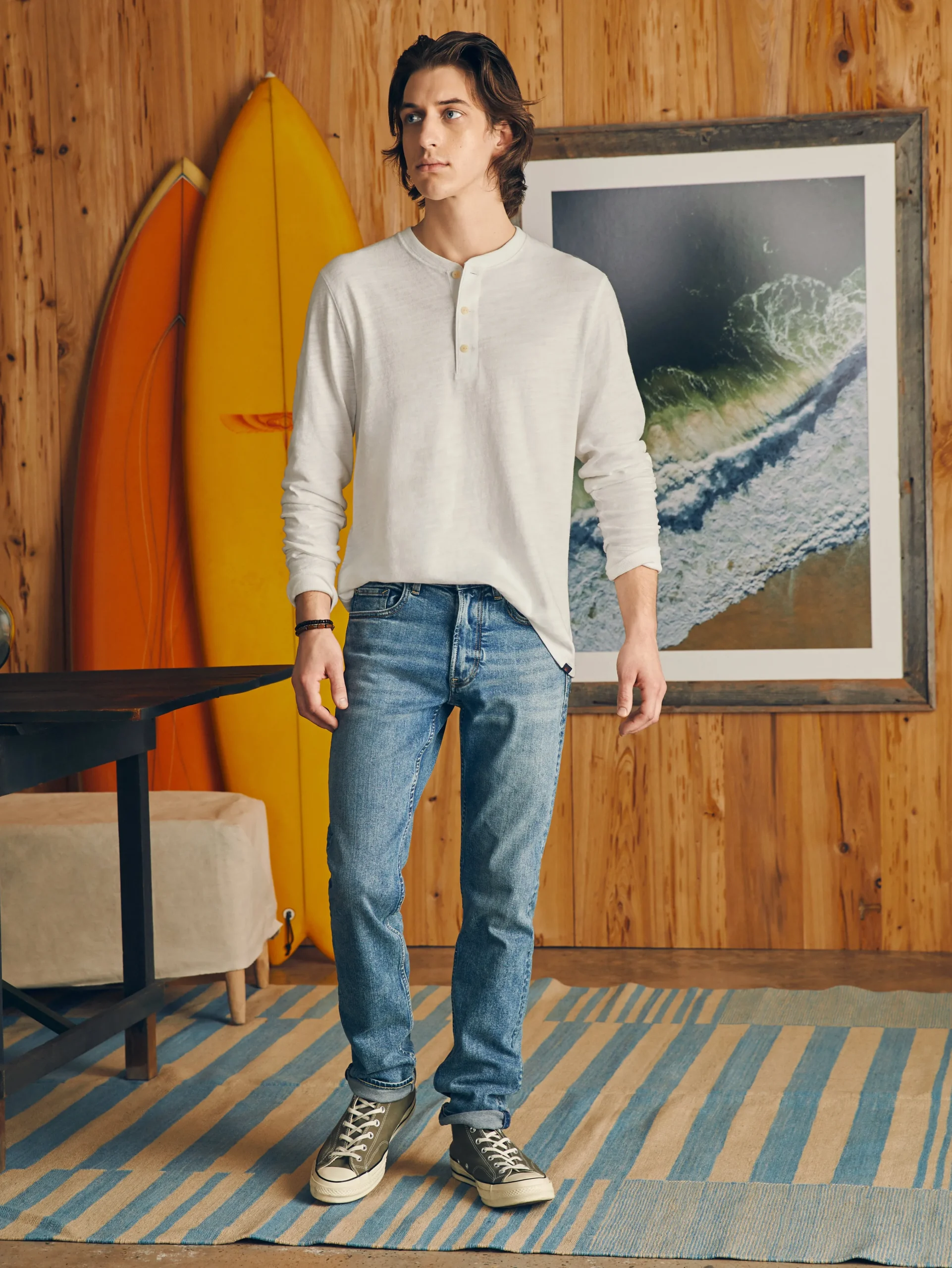 Faherty Brand Sunwashed Slub Henley -^ T-Shirts & Henleys