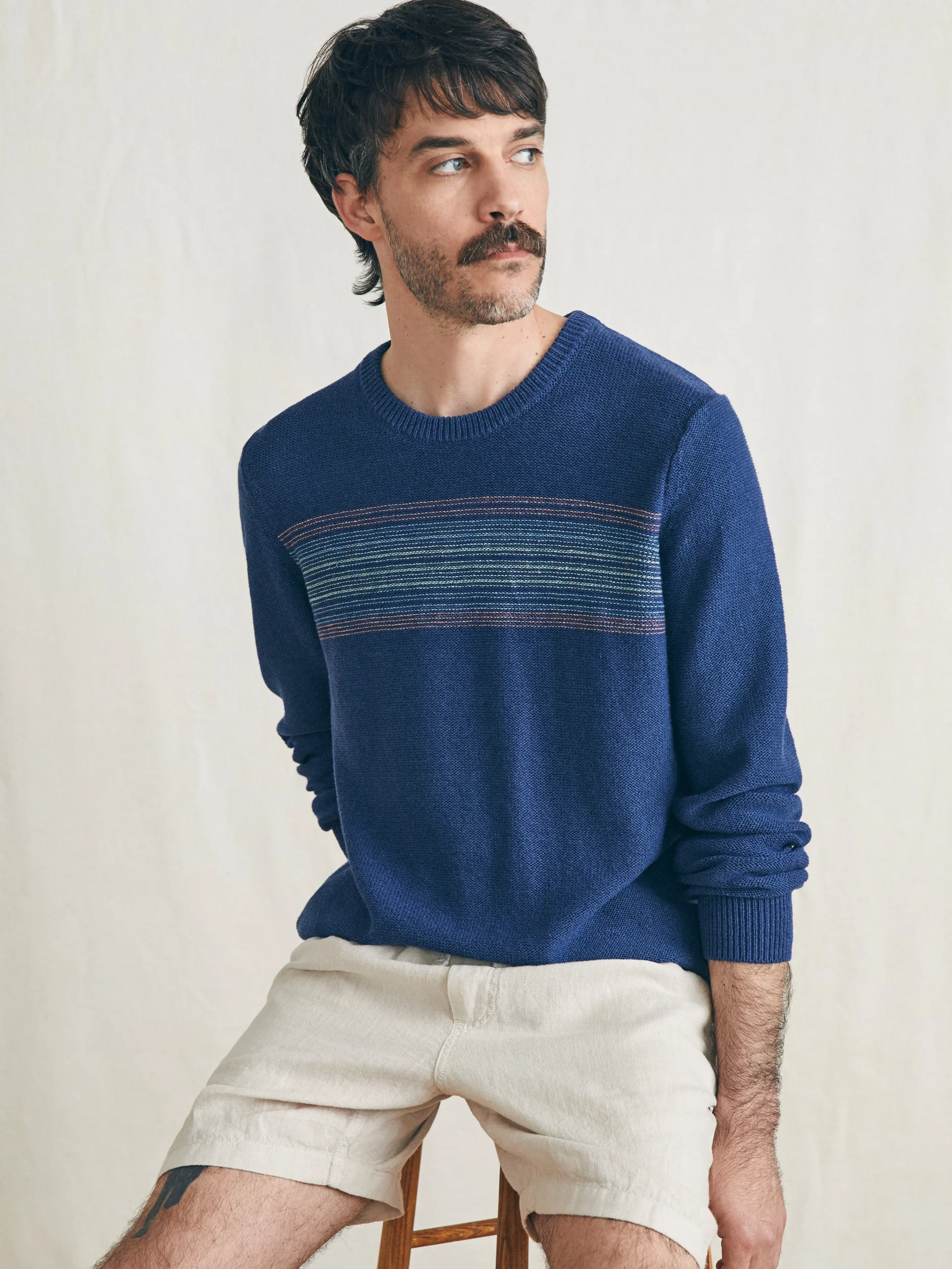Faherty Brand Surf Stripe Crew Sweater -^ Sweaters